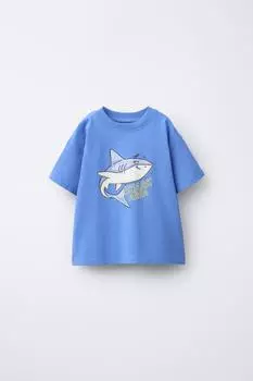 Футболка с принтом ZARA, синий