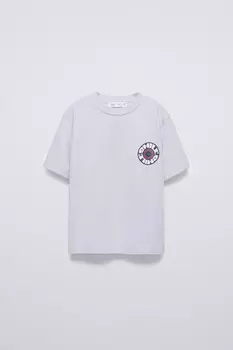 Футболка с принтом ZARA, средне-синий