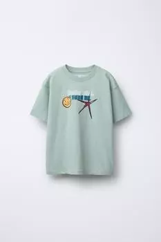 Футболка с принтом ZARA, светло-зеленый