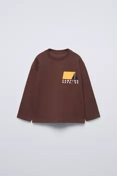 Футболка с принтом ZARA, темно-бордовый
