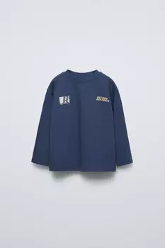 Футболка с принтом ZARA, темно-синий