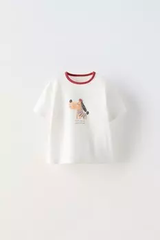 Футболка с принтом ZARA, устрично-белый