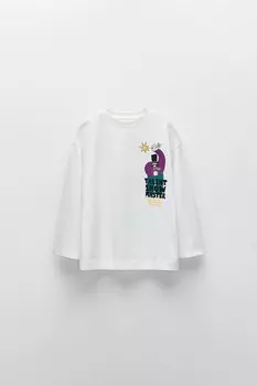 Футболка с принтом ZARA, устрично-белый