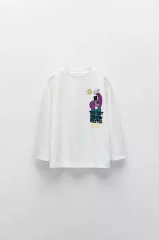 Футболка с принтом ZARA, устрично-белый