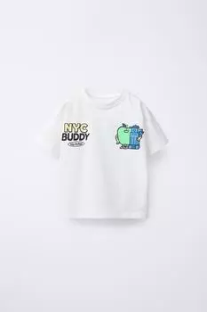 Футболка с принтом ZARA, устрично-белый