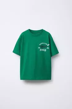 Футболка с принтом ZARA, зеленый