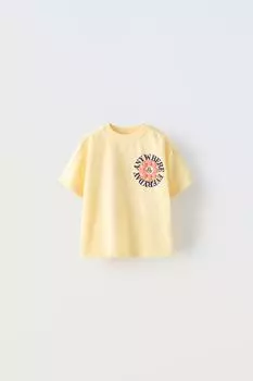 Футболка с принтом ZARA, желтый