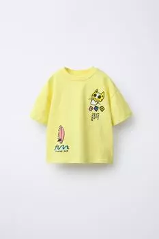 Футболка с принтом ZARA, желтый