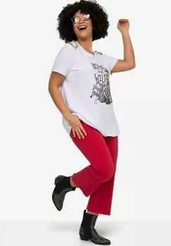 Футболка с принтом ZEBRA-MOTIV RUNDHALS HALBARM MIT ZIERKETTE Angel of Style, белый