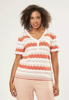 Футболка с принтом ZIG ZAG Maison Form'elle, коньяк