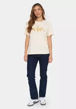 Футболка с принтом ZIVINASZ Saint Tropez, кремовый