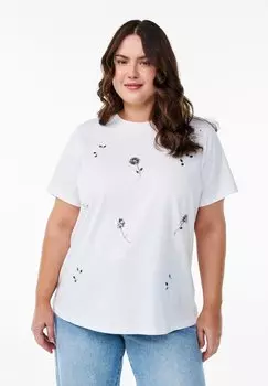 Футболка с принтом Zizzi, белый