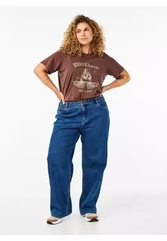 Футболка с принтом Zizzi, коричневый