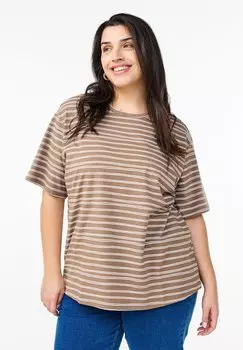 Футболка с принтом Zizzi, коричневый