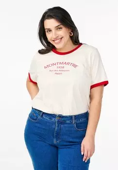 Футболка с принтом Zizzi, кремовый