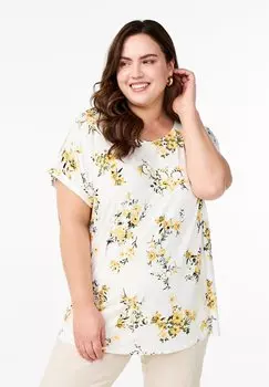 Футболка с принтом Zizzi, светло-желтый