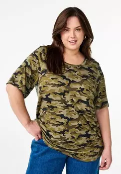 Футболка с принтом Zizzi, темно-зеленый