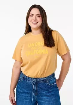 Футболка с принтом Zizzi, желтый