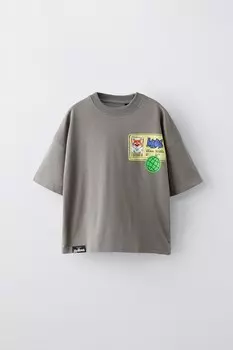 Футболка с принтом «зверогопия» disney ZARA, серый
