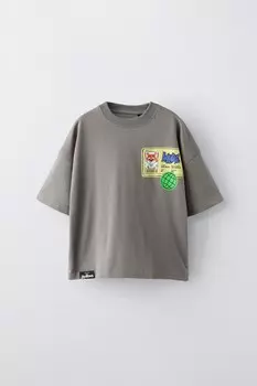 Футболка с принтом «зверогопия» disney ZARA, серый