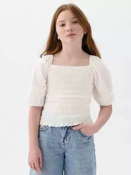 Футболка с присборенной строчкой Gap, цвет optical white