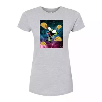Футболка с приталенным графическим рисунком Invader Zim Space Tacos для юниоров Licensed Character, серый