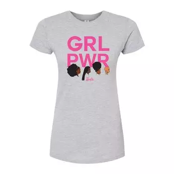 Футболка с приталенным рисунком Barbie "GRL PWR" для юниоров Licensed Character, серый