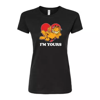Футболка с приталенным рисунком Garfield для юниоров «I’m Yours» Licensed Character, черный