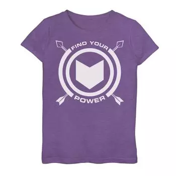 Футболка с простым логотипом для девочек 7–16 лет Marvel Hawkeye Find Your Power Licensed Character