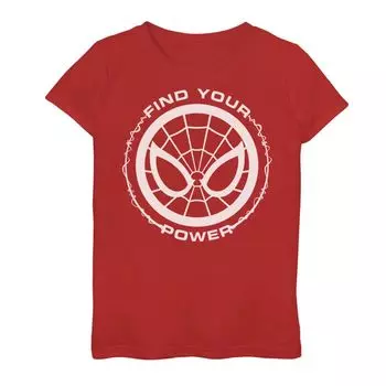 Футболка с простым логотипом для девочек 7–16 лет Marvel Spider-Man Find Your Power Licensed Character