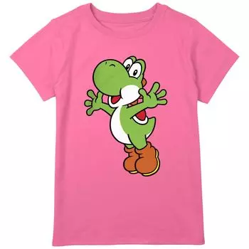 Футболка с простым портретом и рисунком Super Mario Yoshi для девочек 8–20 лет Licensed Character