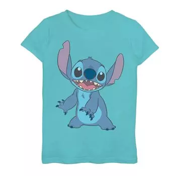 Футболка с простым вышивкой и портретом Disney's Lilo & Stitch для девочек 7–16 лет Licensed Character