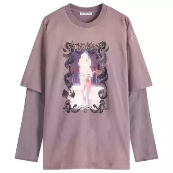 Футболка с пуделем Edra двухслойная Acne Studios, лиловый