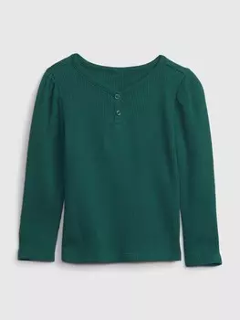 Футболка с пуговицами Gap, зеленый