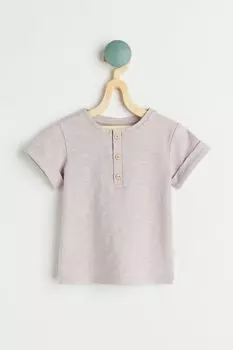 Футболка с пуговицами H&amp;M, светло-фиолетовый меланж