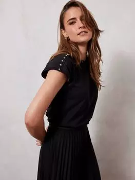 Футболка с пуговицами Mint Velvet, черная