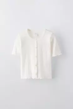 Футболка с пуговицами «пуантель» ZARA, белый