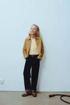 Футболка с пуговицами ZARA, желтый