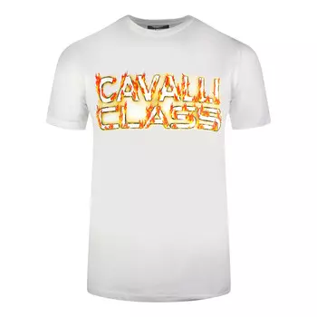 Футболка с пылающим логотипом Cavalli Class, белый