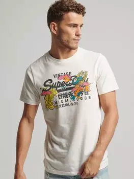 Футболка с японским графическим логотипом Superdry, от белого