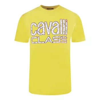 Футболка с ярким цветочным логотипом Cavalli Class, желтый