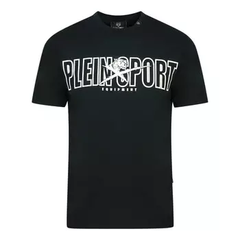 Футболка с ярким фирменным логотипом Plein Sport, черный