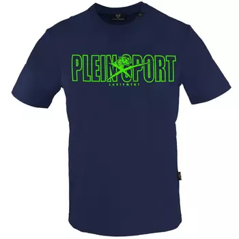 Футболка с ярким логотипом бренда от Plein Sport, синий