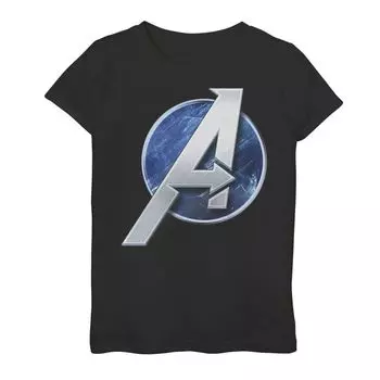 Футболка с ярким логотипом Marvel Avengers для девочек 7–16 лет Marvel, черный