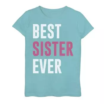 Футболка с ярким названием Best Sister Ever для девочек 7–16 лет Licensed Character, цвет Tahi Blue