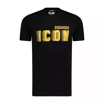 Футболка с ярким принтом логотипом Dsquared2, черный