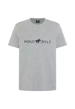Футболка с ярким принтом-логотипом POLO SYLT, цвет Neutral Gray Melange