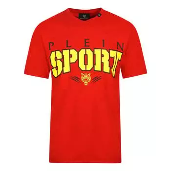 Футболка с ярким спортивным логотипом Plein Sport, красный