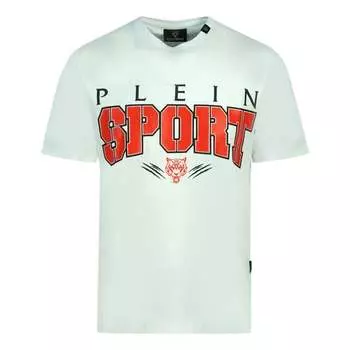 Футболка с ярким спортивным логотипом Plein Sport, белый