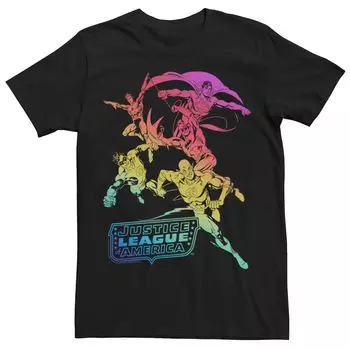 Футболка с радужным градиентом для взрослых DC Comics Pride League Justice League Licensed Character